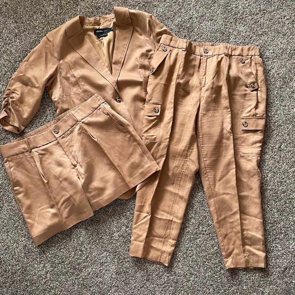 3 piece linen blend Torrid Studio set in tobacco brown size 0 16 and 14 (L/XL)